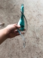 Bộ đèn chùm lá xoài xoắn gân PL025.2, gồm 260 lá xoài xoắn có gân màu trắng pha hổ phách, viền mạ vàng , không lắp COB . KT(mm): D1600 x H4000